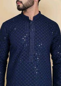 Navy Embellished Kurta Set