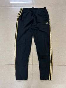 Adidas Black Trackpant With Golden Strips