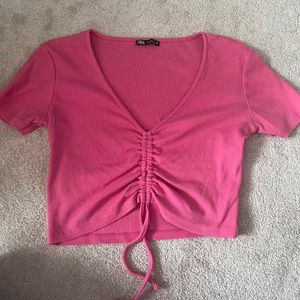 Zara Ruched Tie up Crop Top