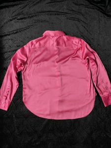 🌸Pink Satin Button-Down Shirt
