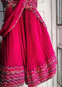 🔥Saree style Lehenga🩷 rani pink indo western