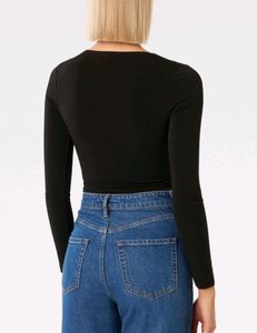 Casual Polyester Blend V-Neck Full Sleeves Black