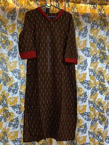 Brown Ikat Print Kurta