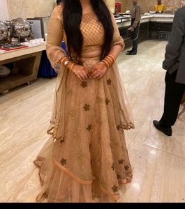 Beautiful Peach Glitter Embroided 3 Peice Lehenga