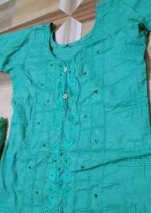 Green Embroidered Kurta Set