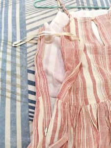 Pink Colour Vero Moda Cotton Striped Midi Dress