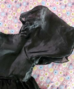 Black Puff Sleeve Mini Dress