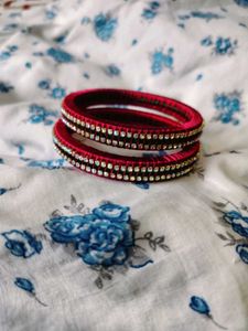 Sparkling Pink &amp; Green Beaded Bangles