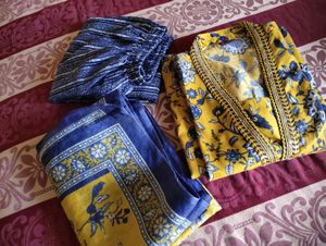 Yellow Printed Kurta Pent Set