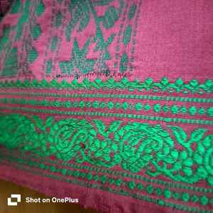 Blue Checked Saree with Green Border