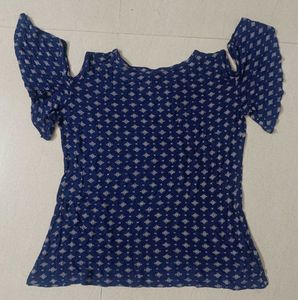 Navy Blue Cold Shoulder Top