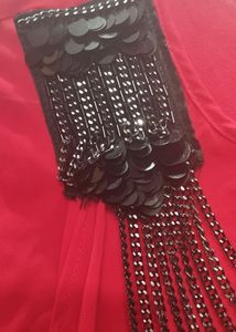 Red A-line Suit With Velvet Legging.