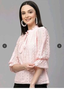 Peach tie-up Lace Top