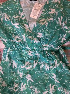 Floral Green Wrap Dress