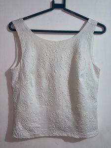 White Embossed Vero Moda Sleeveless Top