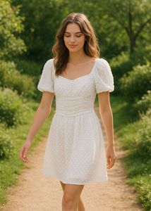 White Puff Sleeve Dress