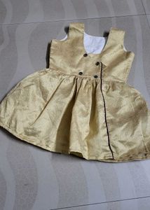 Golden Dress With Button Detail