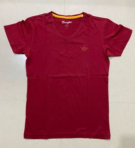 Wrangler Maroon V-Neck T-Shirt