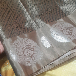 Silver jerry mixed cotton disigner silk  saree