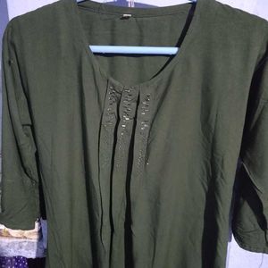 Olive Green Embellished Top