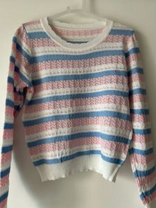 Striped Knit Pullover Sweater