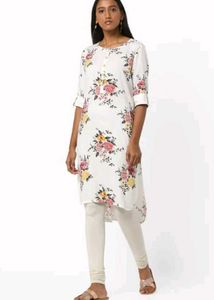 Ajio fusion Women White Assymetric Kurta