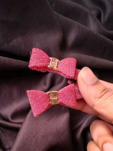 Sparkly Pink Bow Hair Clip