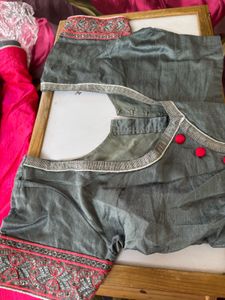 Pink Grey Saree