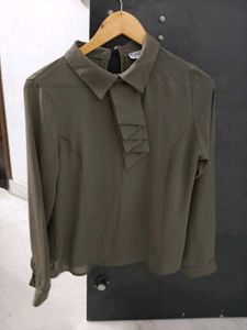 Olive Green Bow Blouse