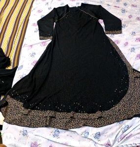 Umbrella Abaya Black Beads