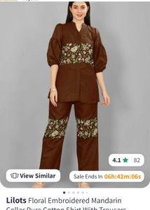 Floral Embroidered Cotton Pant Set