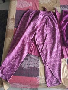 Purple Kurti With Dhoti Salwar And Dupatta
