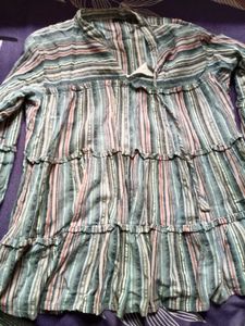 Striped Ruffle Tiered Tunic