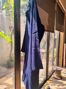 Inky Blue Self Embroidered Fabric