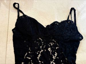 Elegant Backless Black Lace Bodysuit