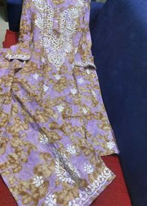 Pure Mul Cotton Chickenkari Top Bottom