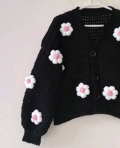 Crochet Black Cardigan