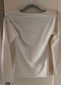 Fitted Cream Square-Neck Top | Minimalist Basic