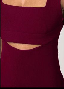 Burgundy Cutout Midi Dress