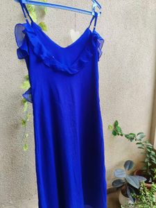 Blue Ruffle Midi Dress