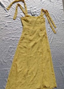 Brand New(Newme)Yellow Solid Chiffon Strapy Dress