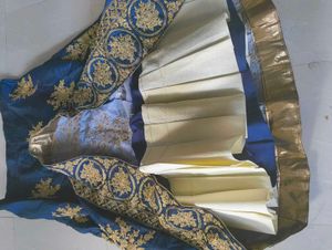 Blue &amp; Gold Lehenga Choli