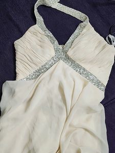 White Bacless Halter Neck Dress