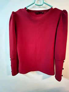 Women Maroon Full Sleeves Top