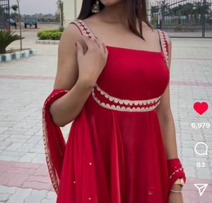 Elegant Red Anarkali Dress