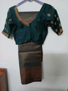 Elegant Green Saree &amp; Blouse