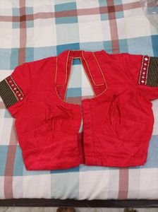 New Red &amp; Gold Saree With Mirror Work On Border