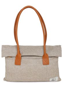 Minimalist Beige Tote with Tan Faux Leather Straps