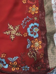 Embroidered Red Ethnic Dupatta