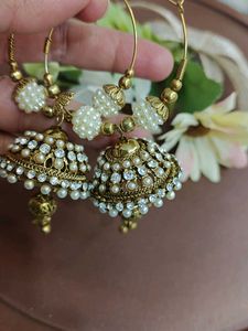 Stone And Pearl Jhumkis